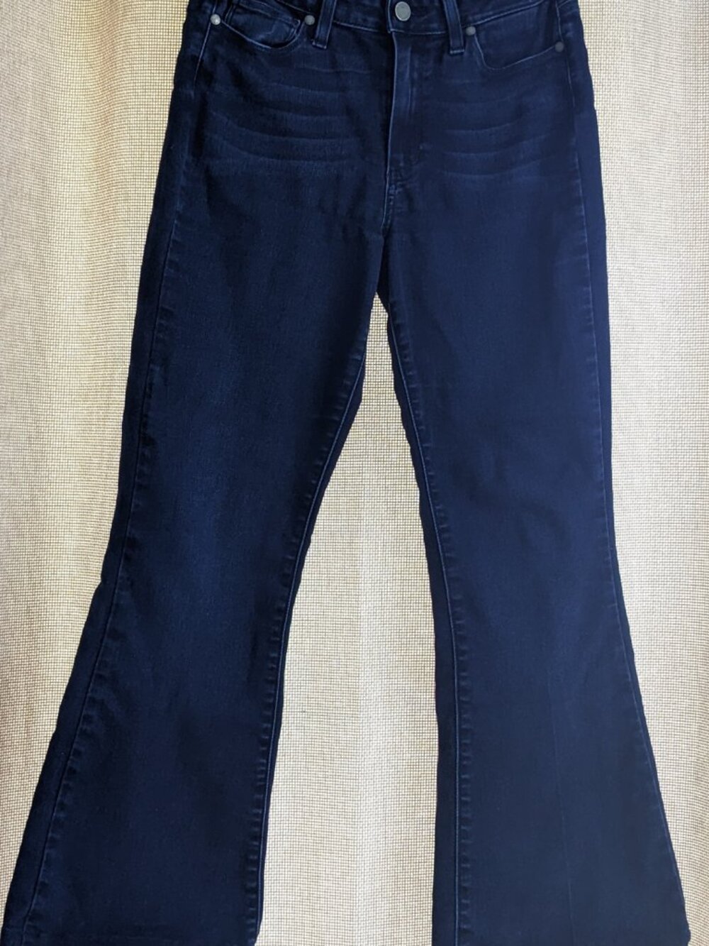 PAIGE Dark Wash Jeans, High 9.5 Rise, Bell Canyon, Boot Cut Flare Jeans, Size 27